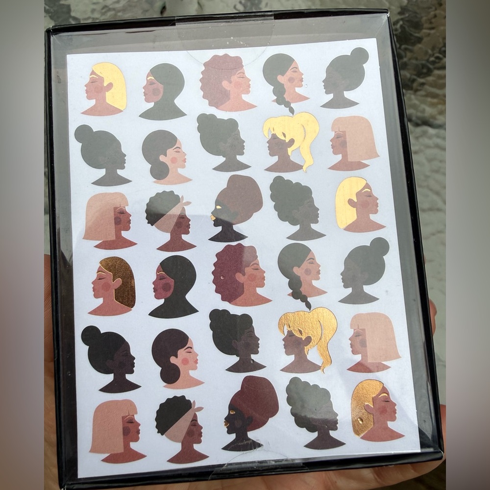 16-count note cards w/envelopes. Women’s Silhouette Designs, some w/gold hair.